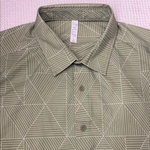 STYLUS Men's Sage Green Geometric Short-Sleeve Button-Down Shirt - Large